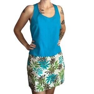 Express Stretch Mini Skirt Size 9/10 Floral With Free NWT Blue Tank Top Large
